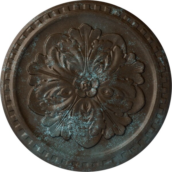 Ekena Millwork Emeryville Ceiling Medallion, Hand-Painted Bronze Blue Patina, 16 7/8"OD x 5/8"P CM16ERBBS - main